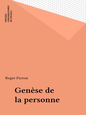 cover image of Genèse de la personne